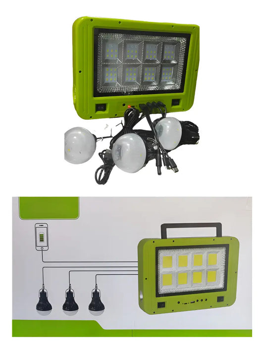 Lámpara Solar de Emergencia | 3 LED | Batería 7200mAh | Carga USB