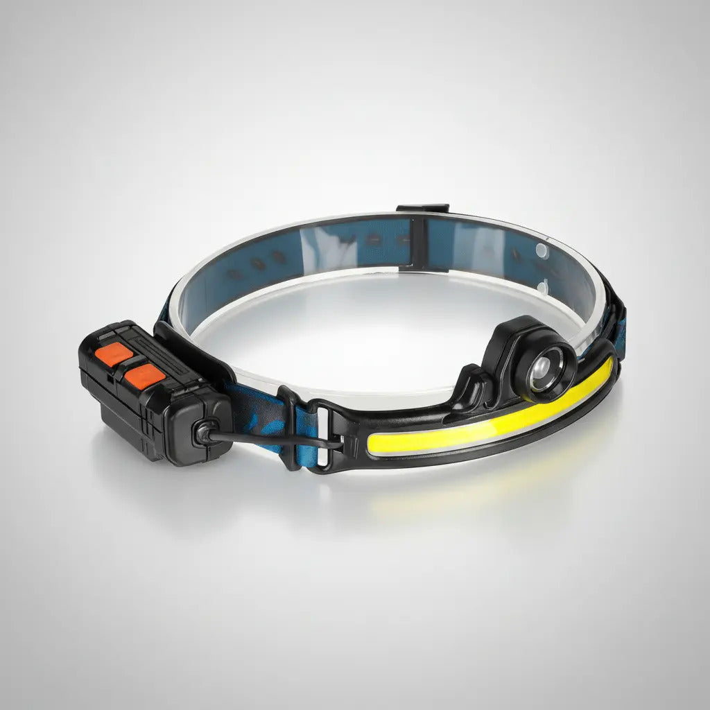 Linterna Frontal LED COB Recargable Type-C Luz Casco y Cabeza