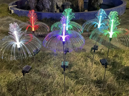 Pack 6 luces Estaca Solares Flor Medusa Doble Jardín Decoración
