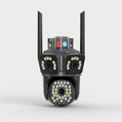 Cámara WiFi Triple Lente PTZ 2MP Exterior Visión Nocturna