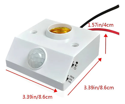 Pack 2 Soquetes Sensor Movimiento 360° Encendido Automatico