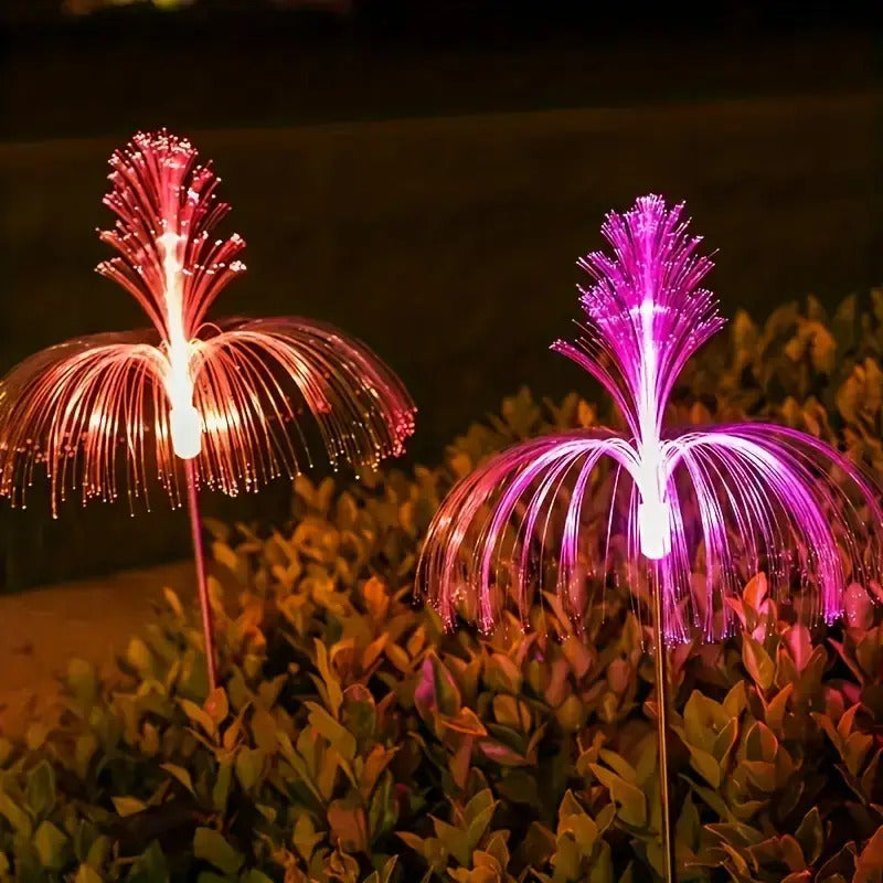 Pack 6 luces Estaca Solares Flor Medusa Doble Jardín Decoración