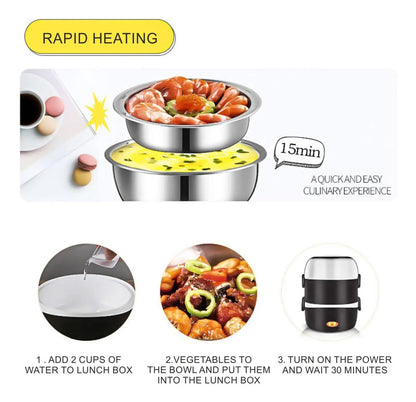 Fiambrera Eléctrica 3 Capas Calentador Portátil de Alimentos