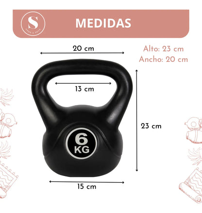 Pesa Rusa Kettlebell 6 kg – PVC Antideslizante para Crossfit y Fitness