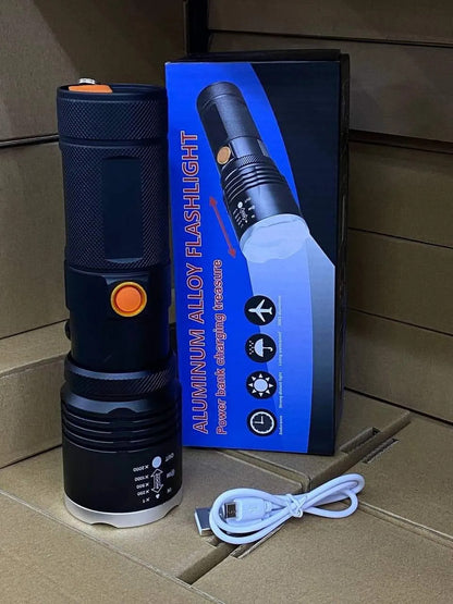 Linterna Táctica LED 20000 Lm Power Bank Zoom Type-C 1000m