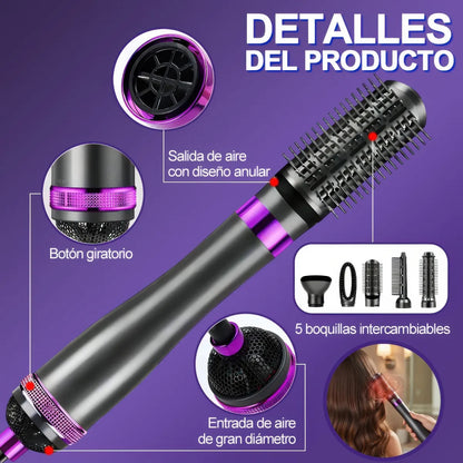 Cepillo Secador Eléctrico 5 en 1 Iones Negativos 1000W