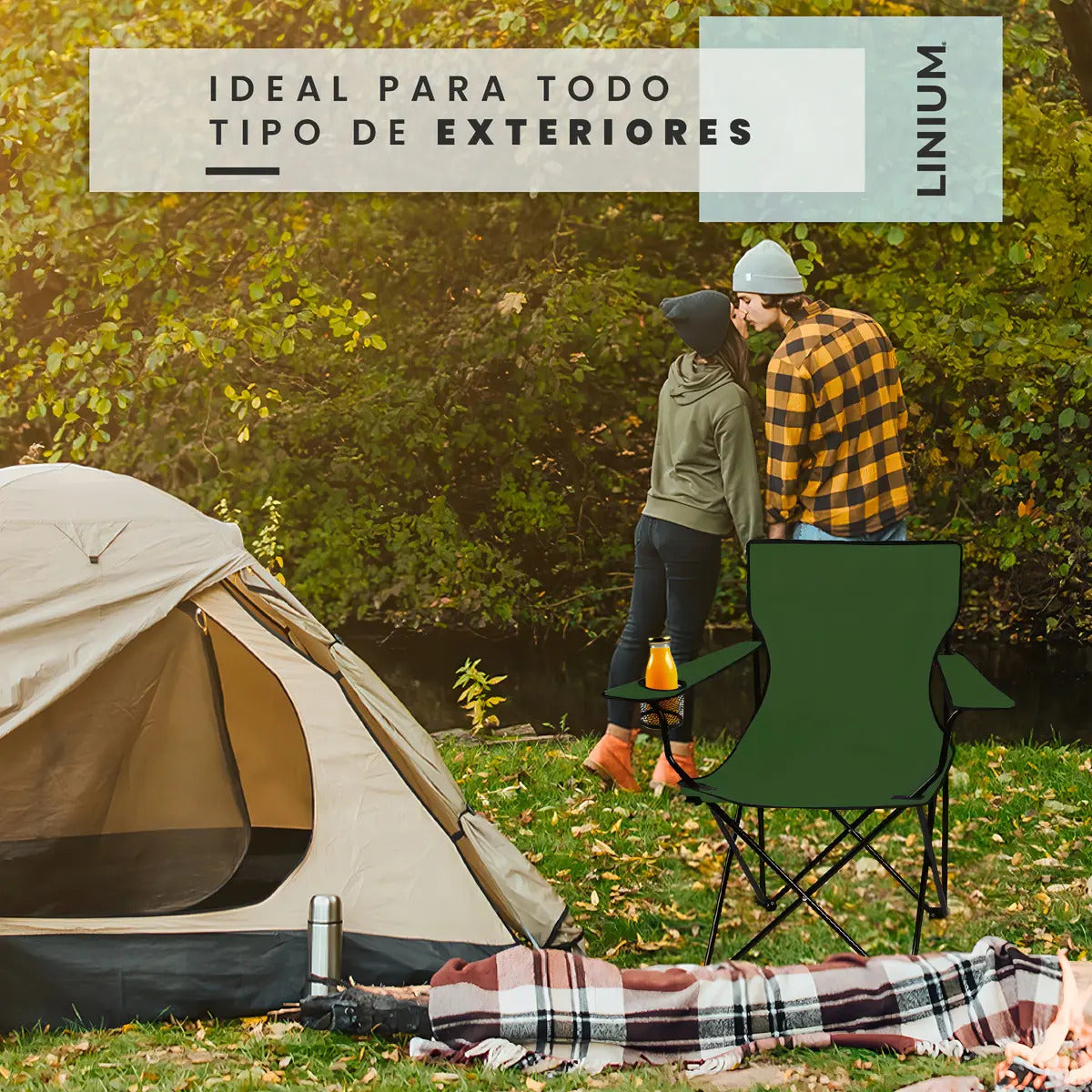 Silla Plegable de Camping y Playa con Portavasos