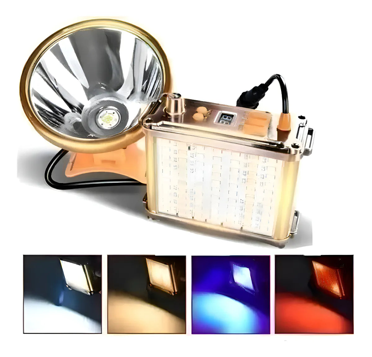 Linterna Minera LED 1200W Largo Alcance +500m con Carga USB y Regulador