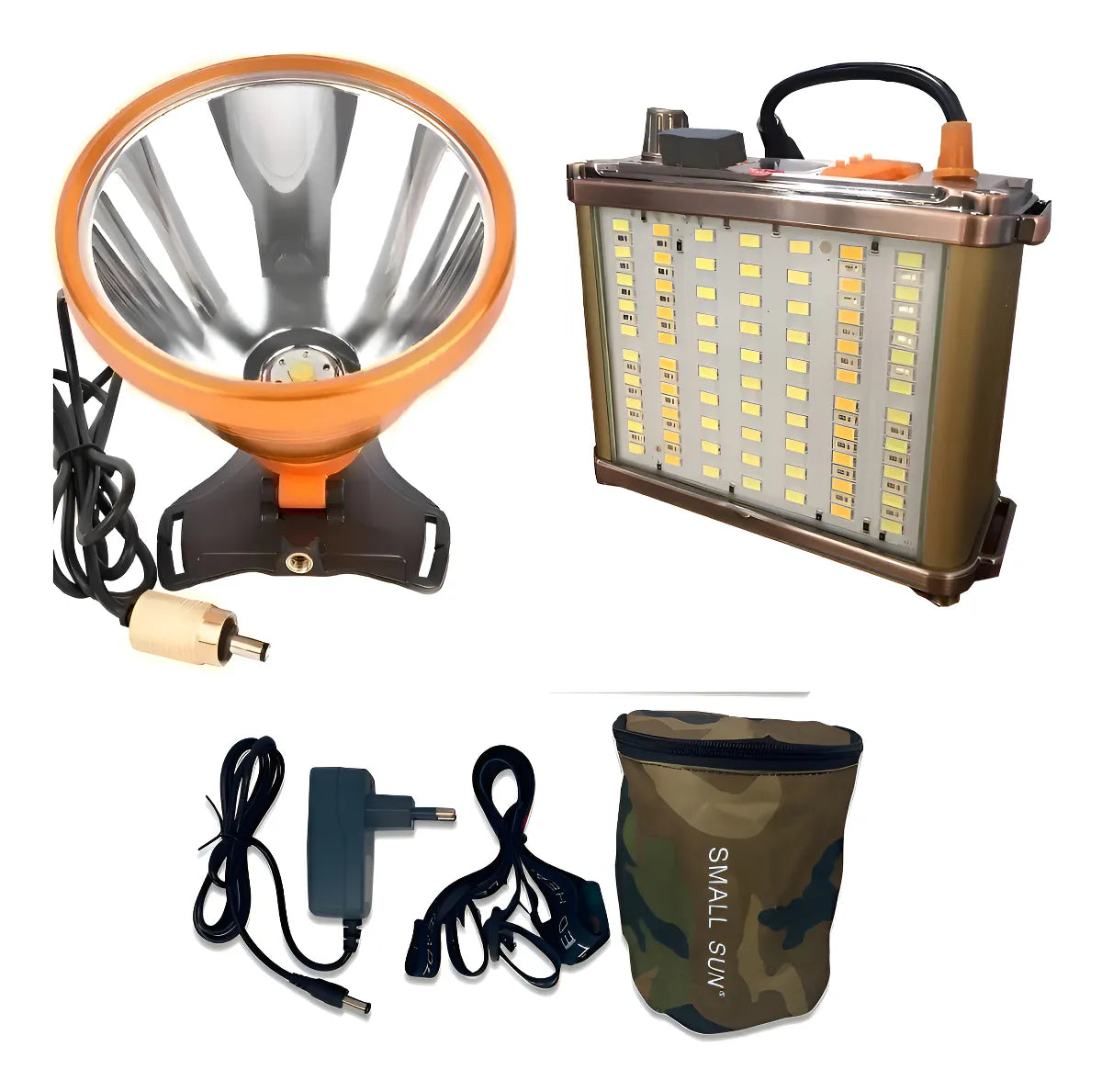 Linterna Minera LED 1200W Largo Alcance +500m con Carga USB y Regulador