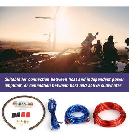 Kit Cables RCA para Amplificador y Subwoofer 1500W – Rojo/Azul