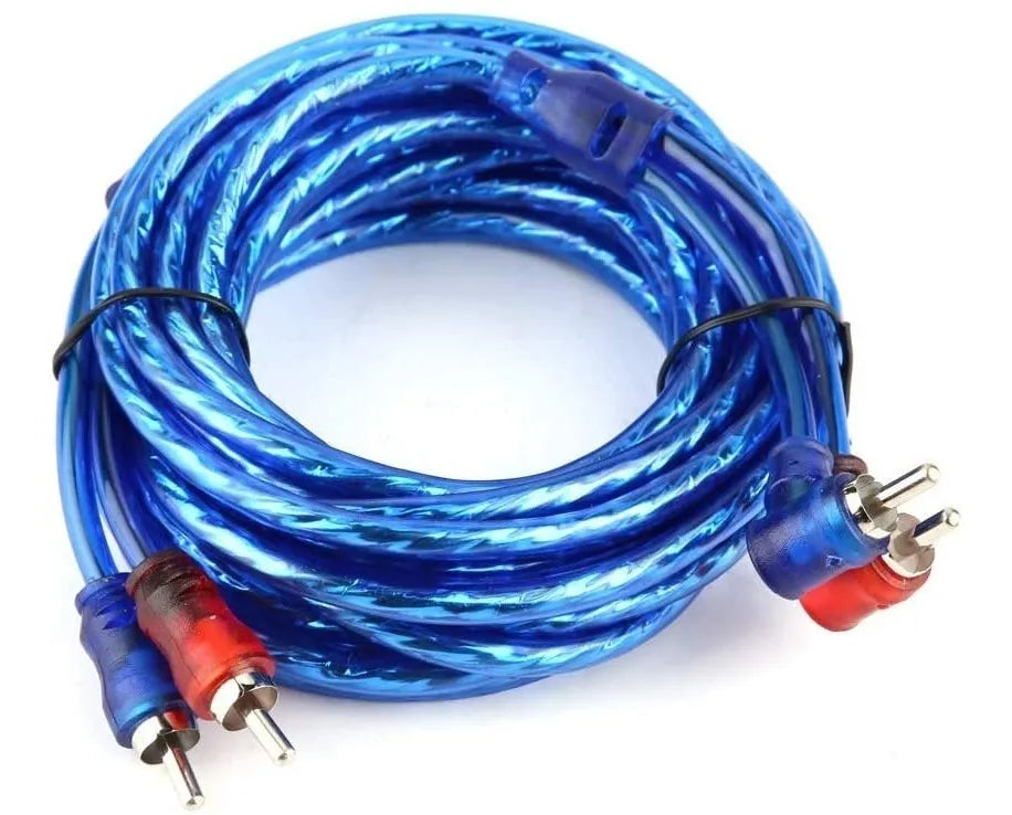 Kit Cables RCA para Amplificador y Subwoofer 1500W – Rojo/Azul