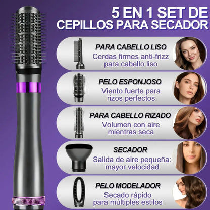 Cepillo Secador Eléctrico 5 en 1 Iones Negativos 1000W
