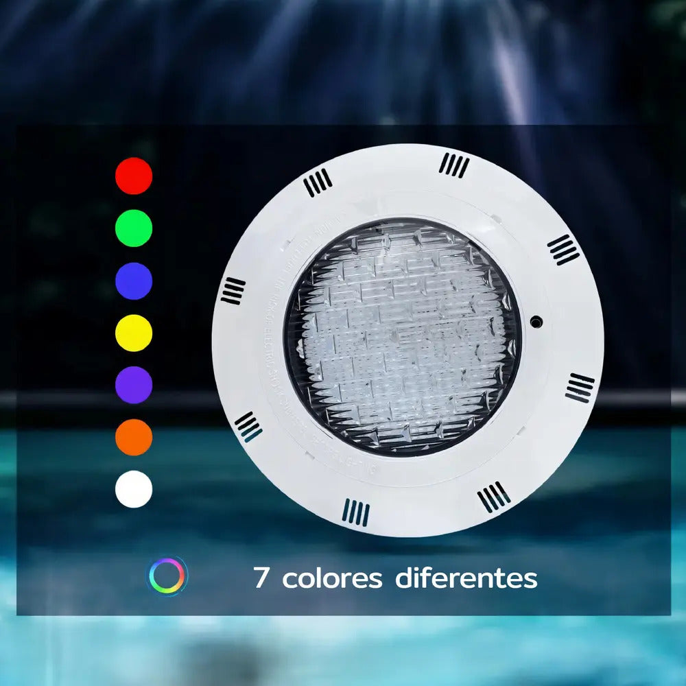 Foco Led Para Piscina Con 7 Luces De Colores 12w Colores Rgb Sumergible Con Control Remoto Ip68