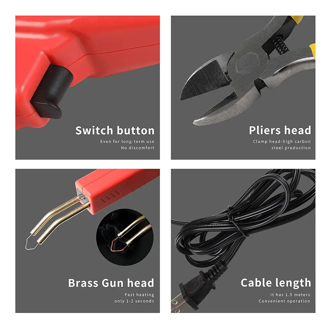 Kit de Soldadora de Plástico Portátil con Grapas de Acero Inoxidable