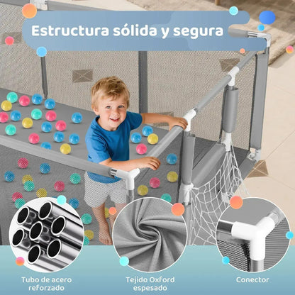 Corral de Juego para Bebés 180 cm con Aro de Basket | Plegable y Seguro