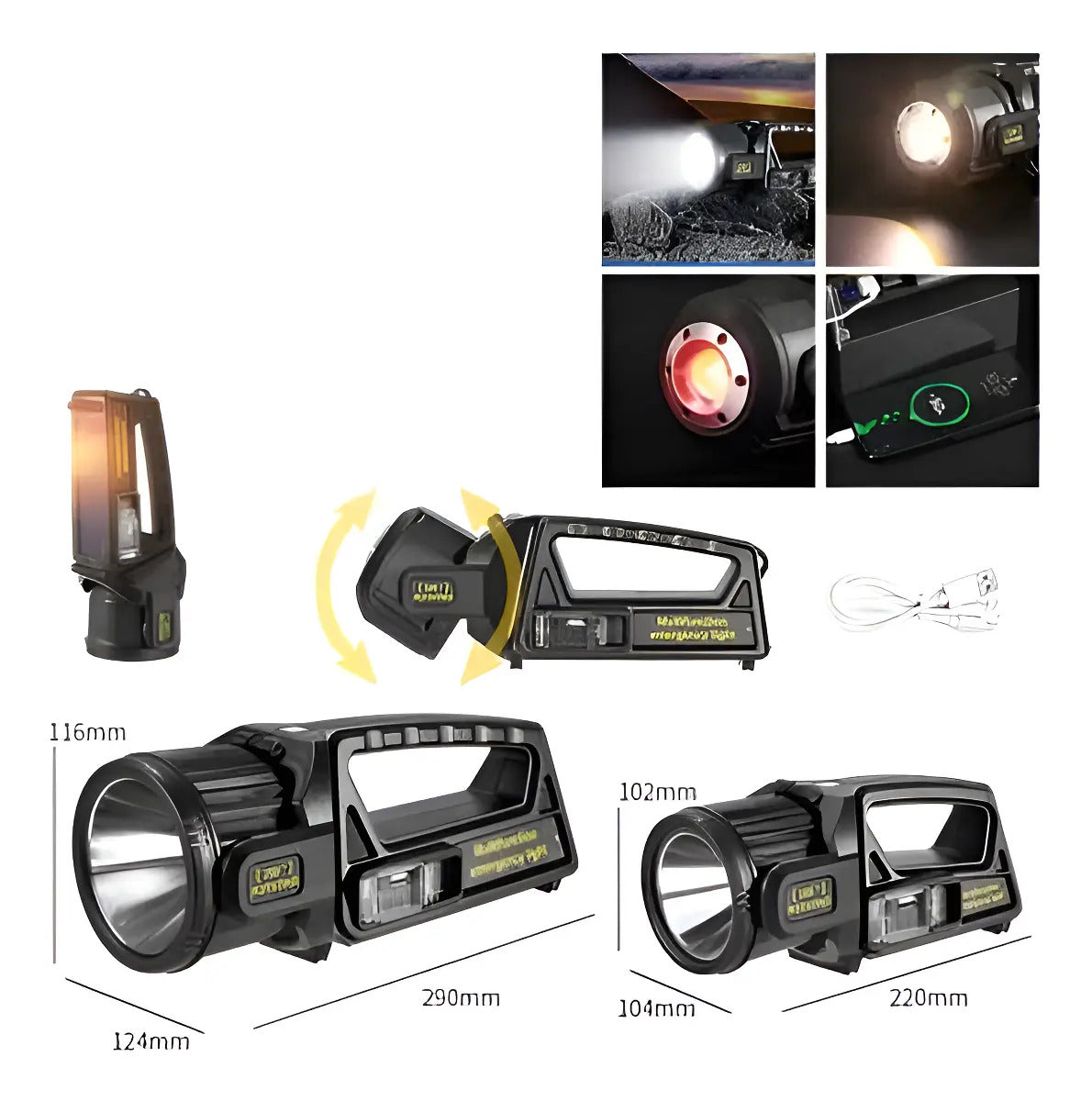 Linterna Reflector Solar LED W5167 30W 6 Modos IPX5