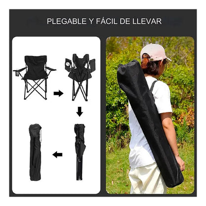 Silla Plegable de Camping y Playa con Portavasos