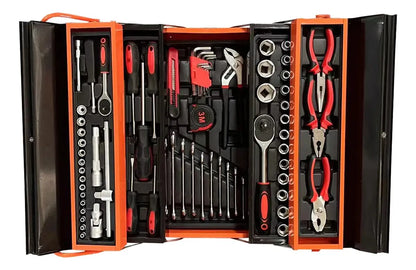 Set Caja Herramientas 168 Piezas Metálica con Dados, Llaves y Alicates