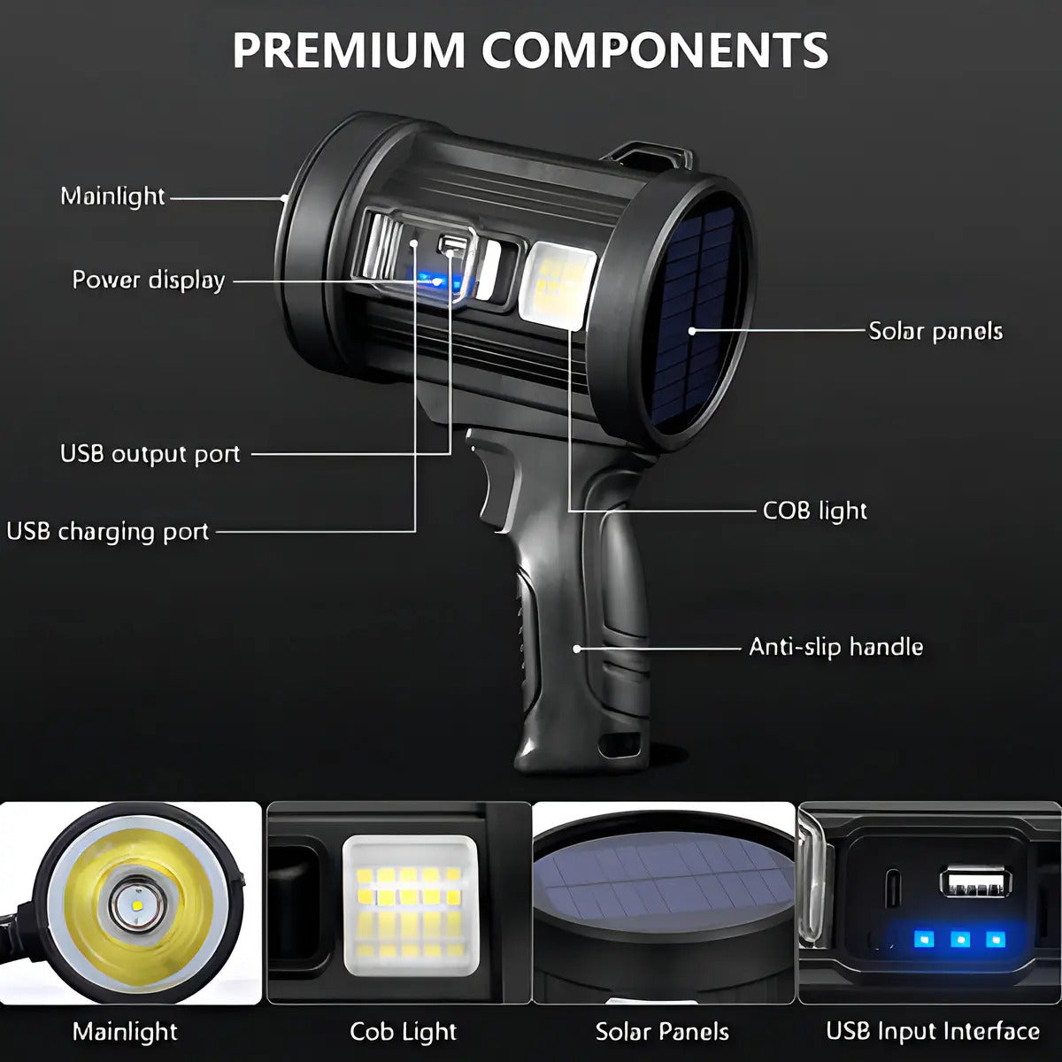 Linterna Táctica 90000 Lúmenes | LED Potente Resistente al Agua