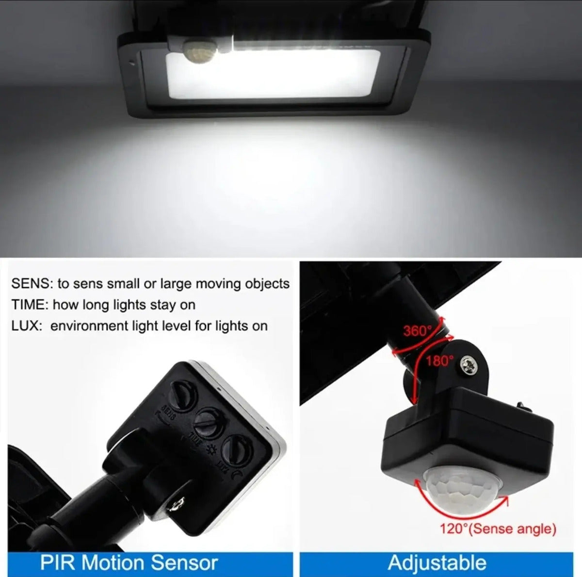Pack 3 Focos LED 30W Sensor Movimiento Exterior