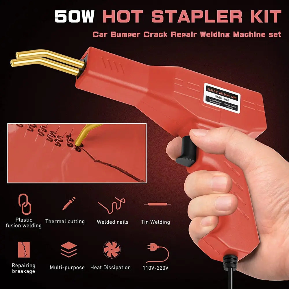 Kit de Soldadora de Plástico Portátil con Grapas de Acero Inoxidable