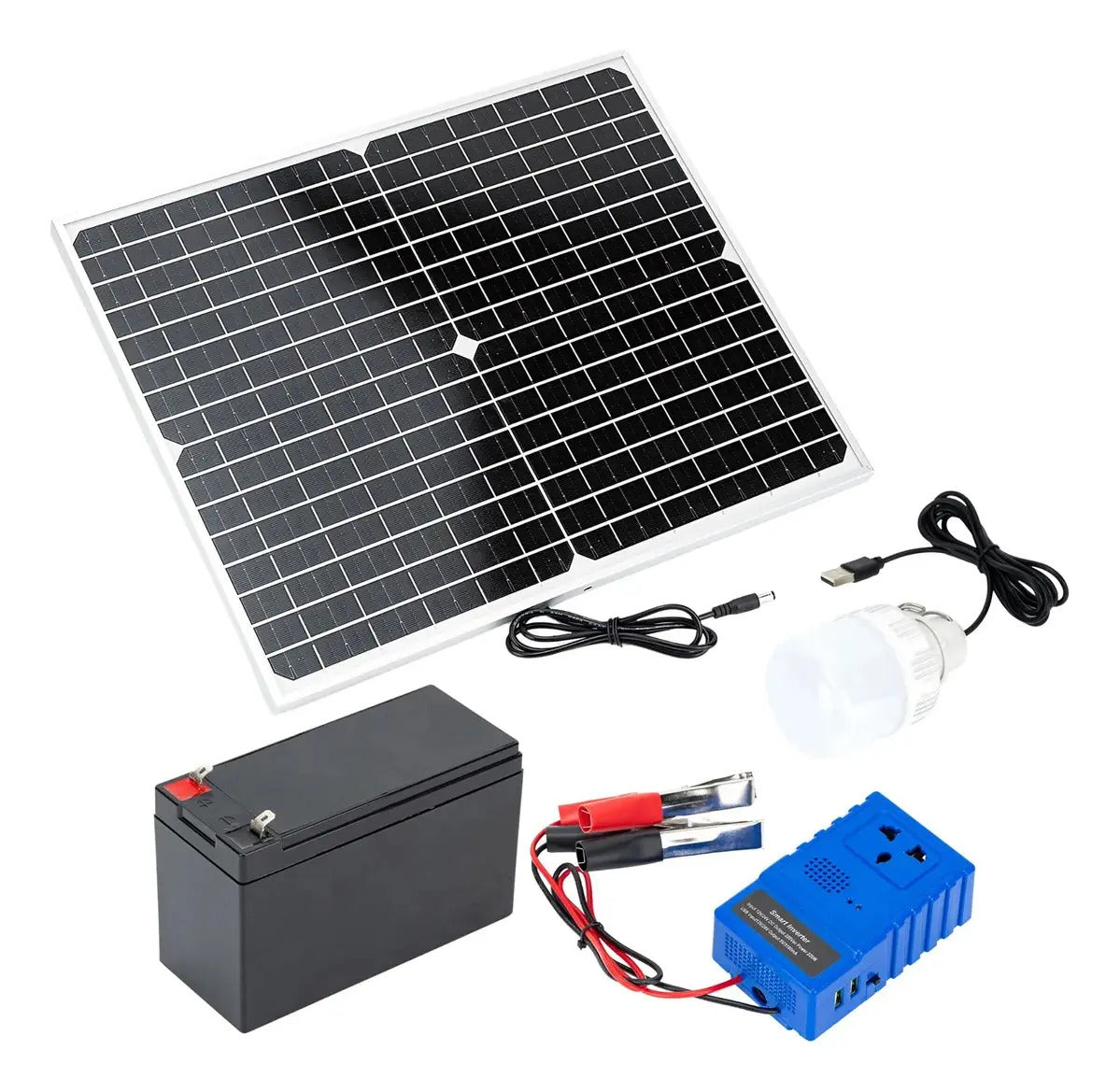 Kit Solar Portátil 3100ma – Panel + Batería + Inversor 220W + Ampolleta LED | Emergencias y Camping