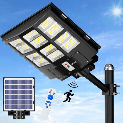 Foco Solar LED 500W con Sensor de Movimiento, Soporte y Control Impermeable