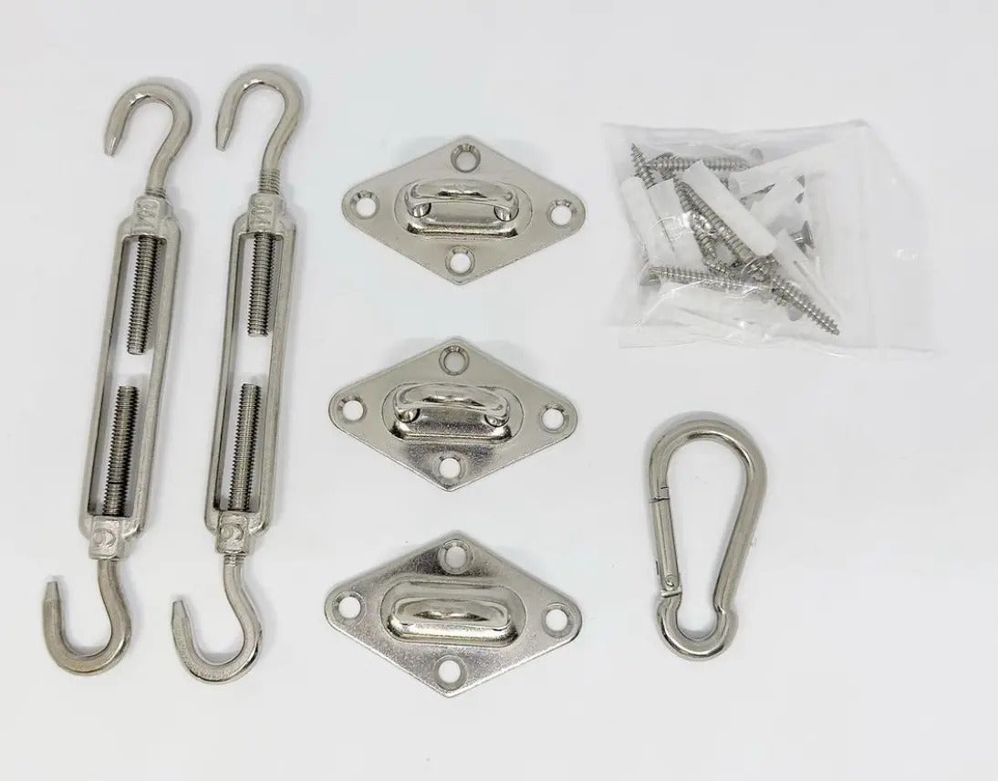 Kit Anclaje Toldo Vela Acero Inoxidable 304 con Ganchos y Tensores