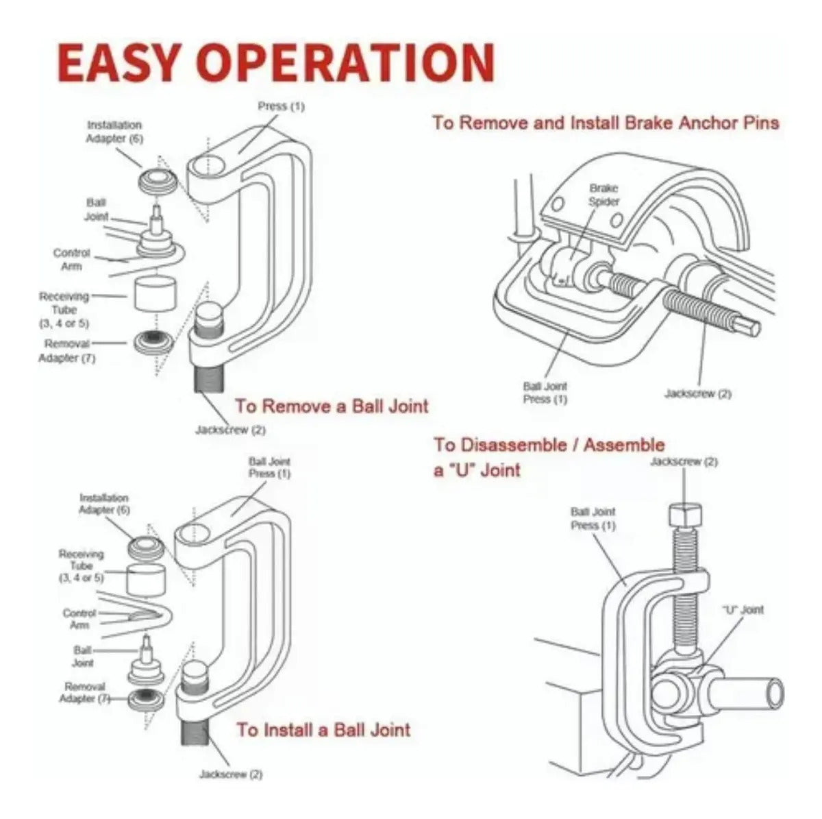 Kit Extractor de Rótulas 4 en 1 con Prensa C | 11 Piezas