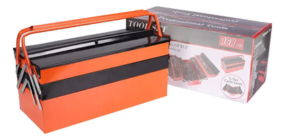 Set Caja Herramientas 168 Piezas Metálica con Dados, Llaves y Alicates