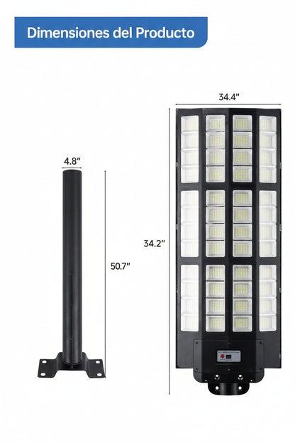 Reflector Solar LED 3000W | IP67 Sensor + Control Remoto + Soporte