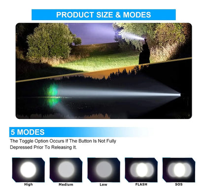 Linterna Táctica LED 20000 Lm Power Bank Zoom Type-C 1000m