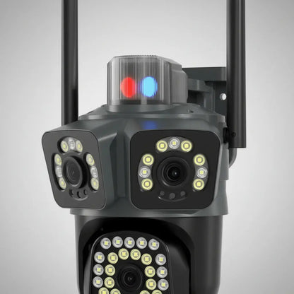 Cámara WiFi Triple Lente PTZ 2MP Exterior Visión Nocturna