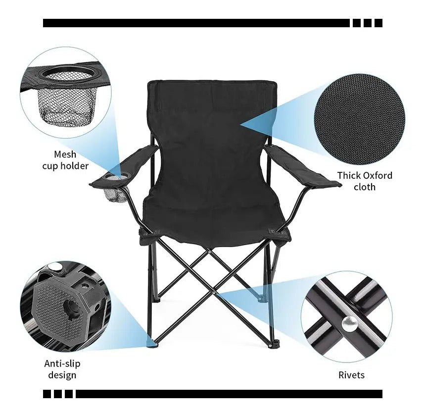 Silla Plegable de Camping y Playa con Portavasos