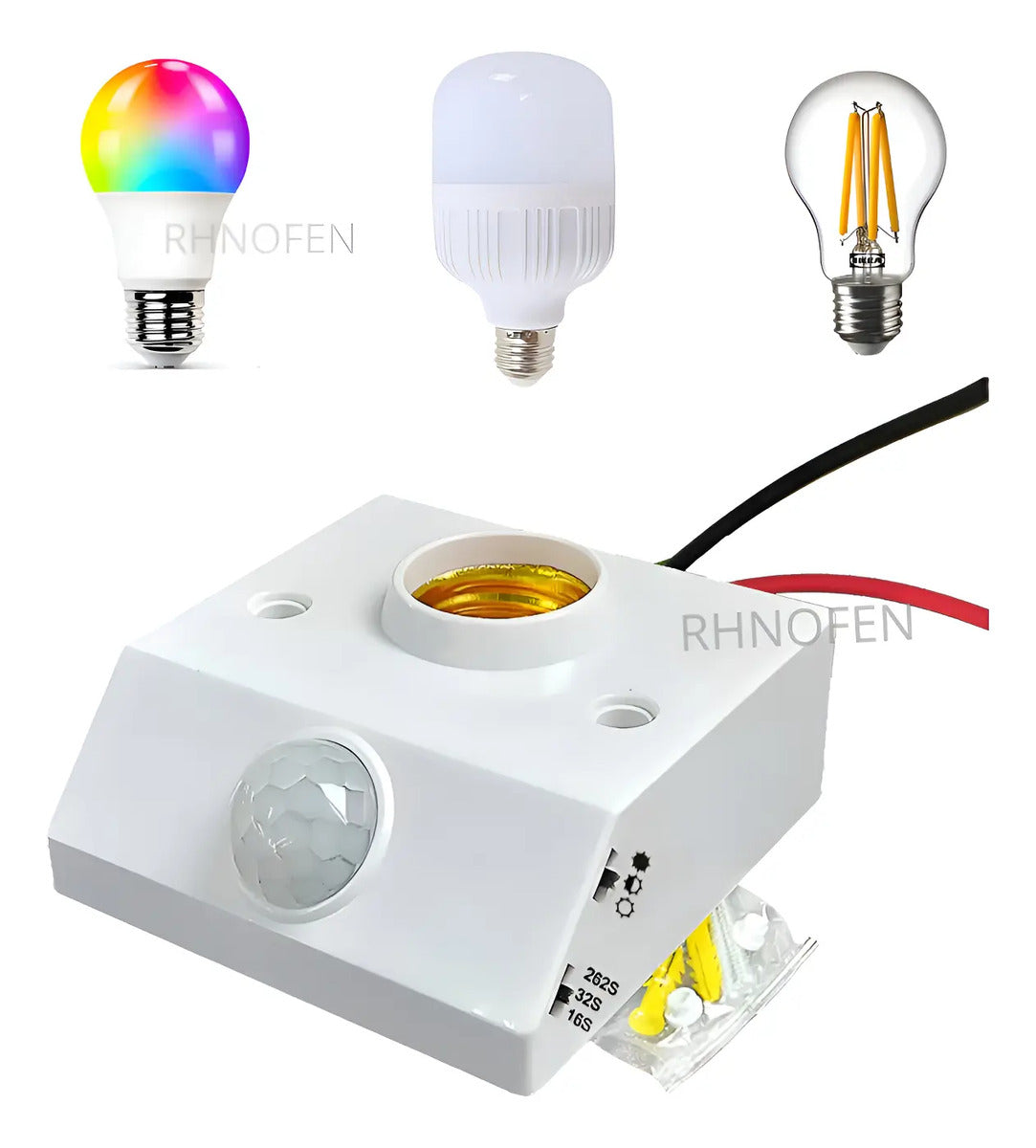 Pack 2 Soquetes Sensor Movimiento 360° Encendido Automatico