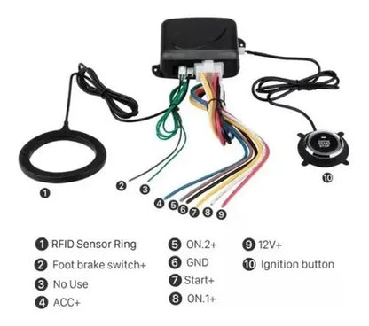 Botón Start Stop RFID Auto | Encendido Sin Llave Antirrobo 12V