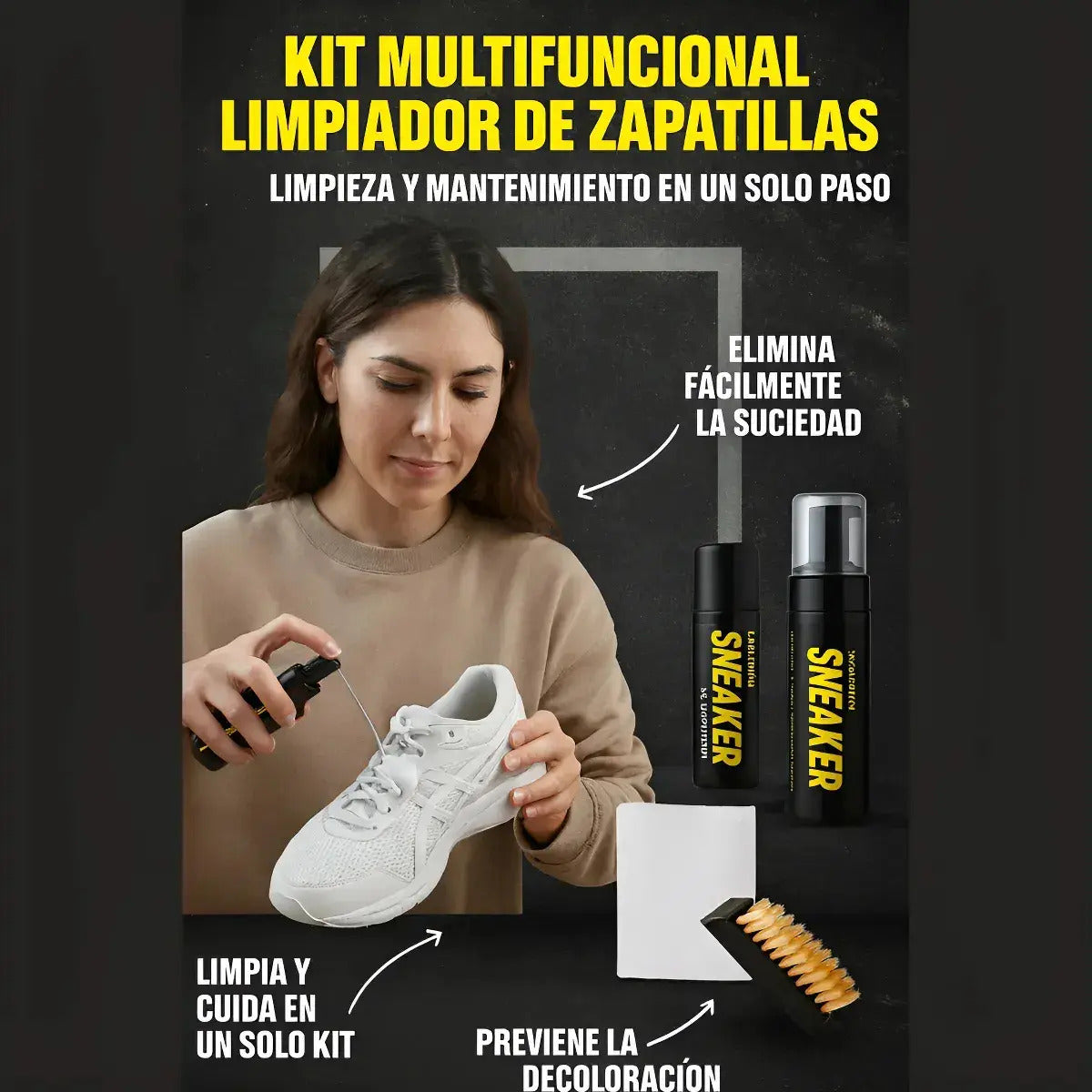 Kit De Limpieza Zapatillas Espuma Limpiadora Blanqueador