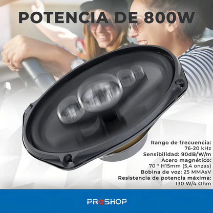 Parlantes para Auto 6x9" 800W | Pcinener TS-6972 | Sonido HIFI