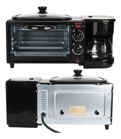 Estación de Desayuno 3 en 1 | Horno, Sartén y Cafetera 600ml