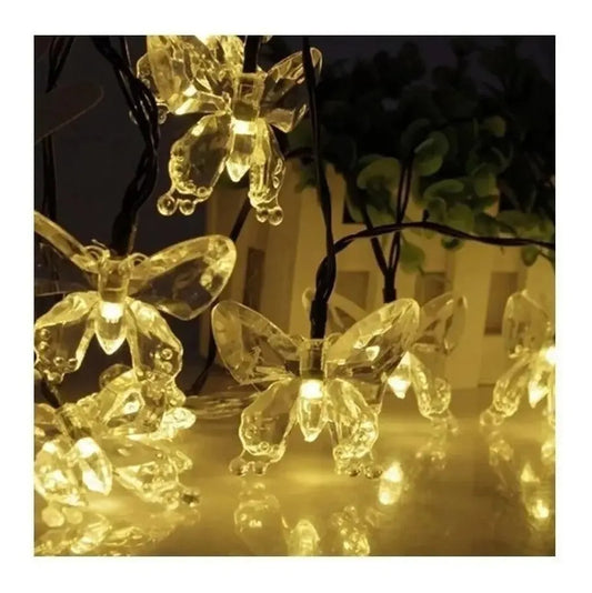 Guirnalda Solar LED Mariposa 50 LEDs 5m – Luz Cálida
