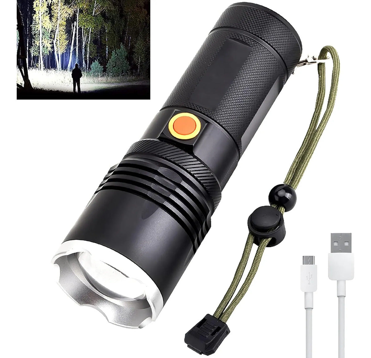 Linterna Táctica LED 20000 Lm Power Bank Zoom Type-C 1000m