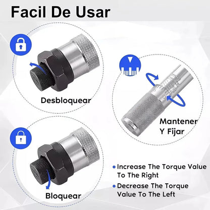 Torquímetro 1/2" 28-210 Nm Llave Dinamométrica Profesional 5 Piezas