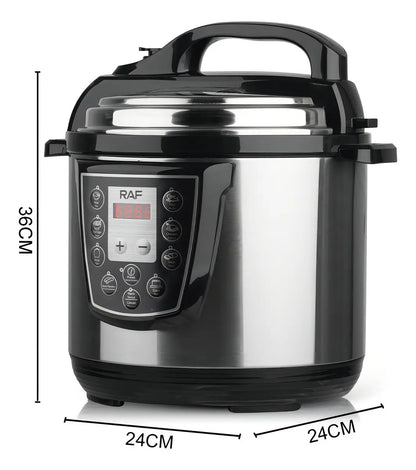 Olla a Presión Eléctrica 6L 1000W | Multifunción Digital RAF R-177 Plateada