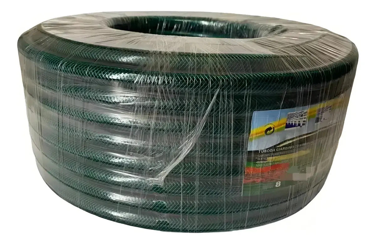 Manguera PVC Reforzada 3/4" con Malla Textil – Rollo 100 Metros, 8 Bar, Verde Oscuro
