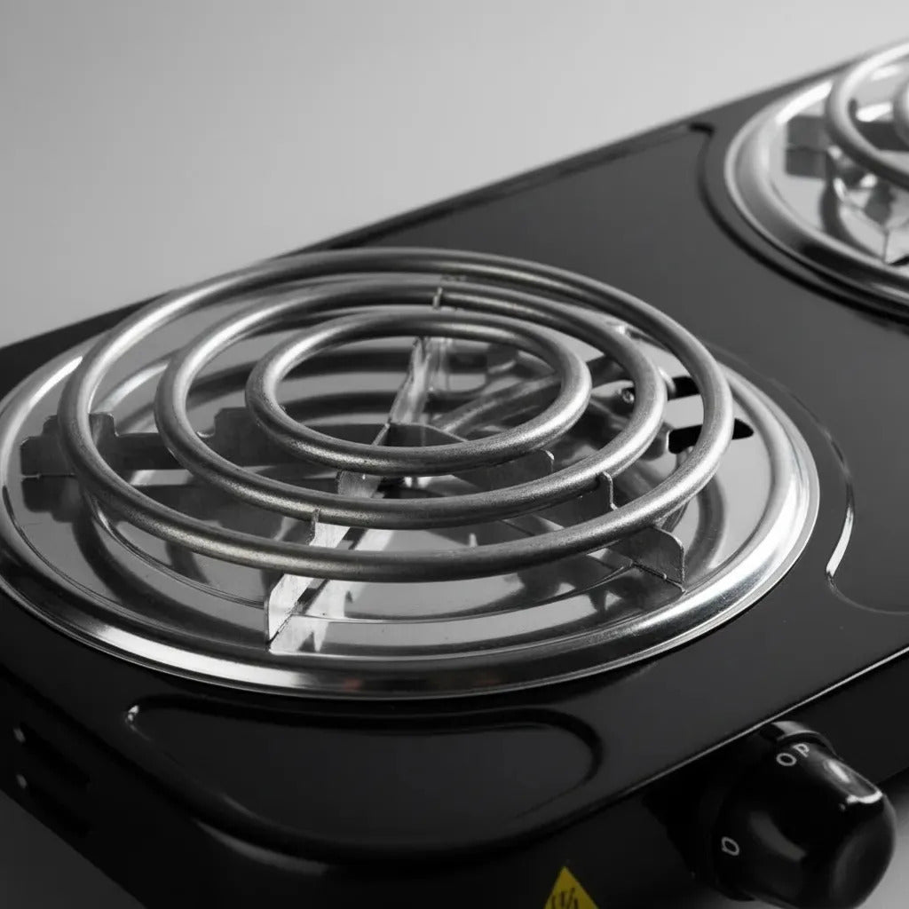 Cocinilla Eléctrica 2 Platos Espiral 2000W | Portátil | Negro