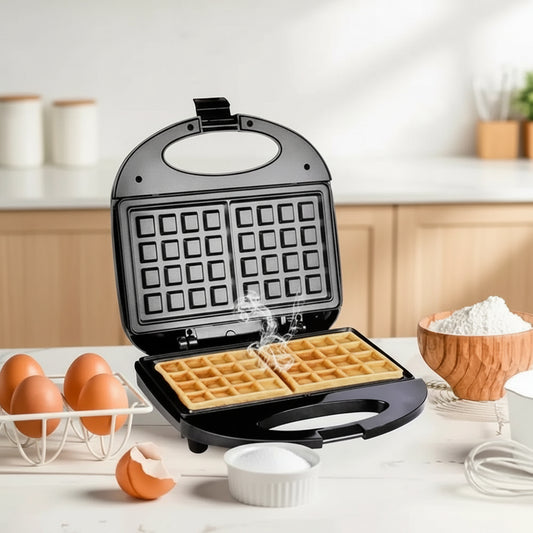 Wafflera Eléctrica Antiadherente 750W – Waffles y Sándwiches en Minutos