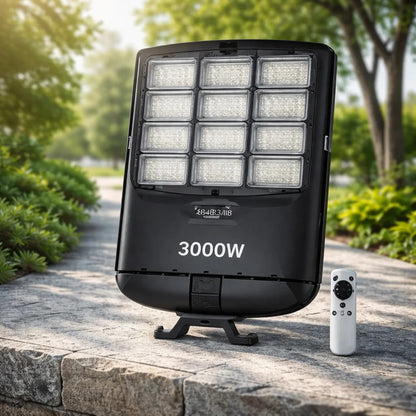 Foco Solar LED 3000W con Poste Luz Blanca Exterior C8483