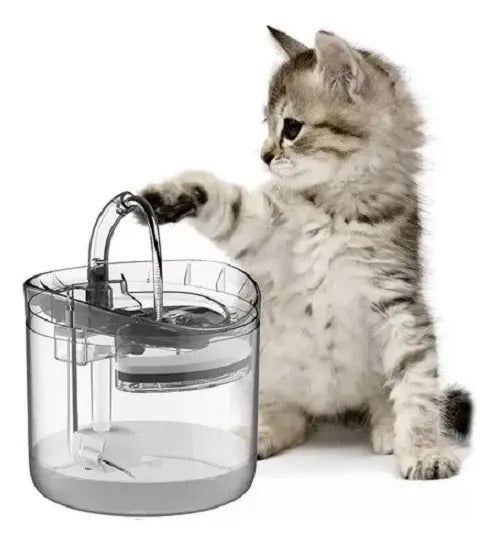 Bebedero Fuente para Mascotas 1.8L | Filtro 4 Capas Transparente