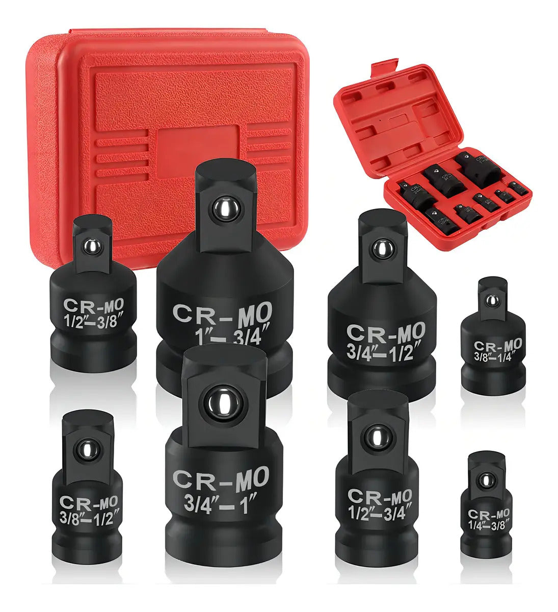 Set 8 Adaptadores de Dado para Llaves de Impacto 1/4" a 1" | Cromo Vanadio