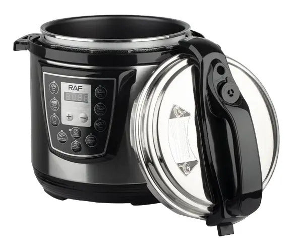Olla a Presión Eléctrica 6L 1000W | Multifunción Digital RAF R-177 Plateada